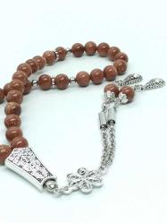 Özel Tasarım 33’lü, 8 mm, Yıldız Taşı Tesbih - Çiçek Motifli Püskül