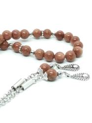 Özel Tasarım 33’lü, 8 mm, Yıldız Taşı Tesbih - Çiçek Motifli Püskül