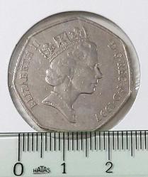 1997 İNGİLTERE 50 PENCE ORİJİNAL MADENİ PARASI KRALİÇE II.ELİZABETY FİGÜRLÜ ÇİL-ÇİLALTI N3M2N1 NADİRDİR