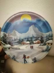 38 cm KIŞ VE KAR MANZARALI MELAMİN TEPSİ