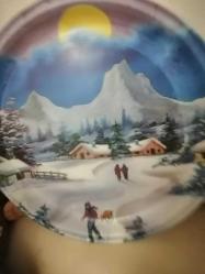 38 cm KIŞ VE KAR MANZARALI MELAMİN TEPSİ