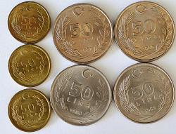 Türkiye Cumhuriyet 50 lira 1984, 1985, 1986, 1987, 1988, 1989, 1990   (0962)