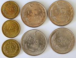 Türkiye Cumhuriyet 50 lira 1984, 1985, 1986, 1987, 1988, 1989, 1990   (0962)