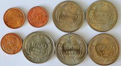 Türkiye Cumhuriyeti  1000 Lira  1990, 1991, 1992, 1993, 1994, 1995 (büyük ve küçük tarih), 1996  (0973)