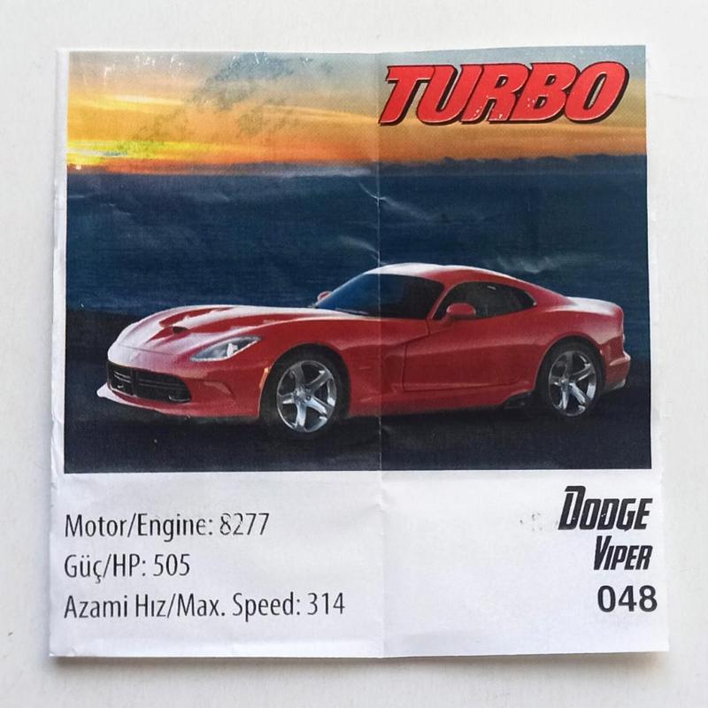 Dodge Viper Araba Turbo Sakız Kağıdı No 48 - Antika ve Koleksiyon