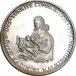 1980 Yılı 500 Lira FAO Köylü Kadını Kalkındırma Kenarı Tırtırlı   ( 9 gr   900 Ayar Gümüş )  7589