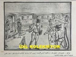 Osmanlıca Karagöz Mizah Dergisi-Gazetesi, Orijinal Dönem Basım, (Ottoman Magazine-Newspaper-Journal Illustré Cara-Gueuz) - 30 Haziran 1923 - Sayı: 1595 - Hicri: 15 Zilkade 1341 - Rumi: 30 Haziran 1339 - Lozan Barış Konferansı Temalı İsmet İnönü'yü Tasvir Eden Karikatür: Lozan'da Talimat Komedyası 