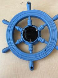 TERMOMETRE VE BAROMETRE AHŞAP GEMİ DÜMENİ ŞEKİNDE BAROMETRE