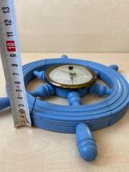 TERMOMETRE VE BAROMETRE AHŞAP GEMİ DÜMENİ ŞEKİNDE BAROMETRE