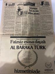 TERCÜMAN GAZETESİ DOĞUM GÜNÜ HEDİYESİ (TURKISH NEWSPAPPER) - 4 MART 1985 - SADECE TEK YAPRAKTIR -Yaman BAYKUT-Sıtkı ULUC-Ahmet Kabaklı-Rauf Tamer-Fatin Rüştü Zorlu-Mehmet Demirel-Turgut Özal-Ali İhsan Göğüş-Ali Uğur-Özal: Adayıma oy vermeyenden şüphe ederim-Ceza yeterli isnat edilen suç hafif-Bulgarlar’a karşı diplomatik baskıyı artıracağız-Ankara İl kongresi de tartışmalı geçti-DYP teşkilatı ne düşünüyor-Avcı: DYP sağın tek temsilcisidir-Estergon Kalesi bre dilber aman-Dolar çıldırdı-Faizsiz esasa dayalı ALBARAKA TÜRK-ALTIN MAKAS-Dünyanın dört bucağından-Gün Işığında-Kar bitti yağmur başlıyor-Tercüman kültür ve sanat armağanlarına bir sayfa daha açıyor-Finans dünyamızda yepyeni bir dönem başlıyor-Türkiye’nin ilk özel finans kurumu hizmetinizde