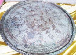 AnTiKa OSMANLI SÜPER İŞLEMELİ ErMeNi YaZıLı BAKIR TEPSİ-SİNİ.....66cm