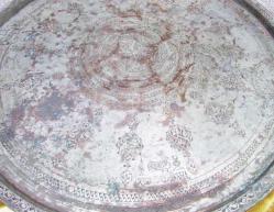 AnTiKa OSMANLI SÜPER İŞLEMELİ ErMeNi YaZıLı BAKIR TEPSİ-SİNİ.....66cm