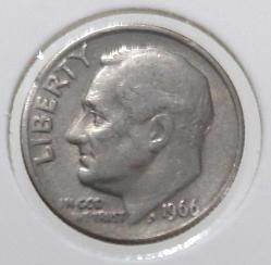 1966 AMERİKA 1 DIME ORİJİNAL MADENİ PARASI ÇİLALTI 2B1B1S NADİRDİR