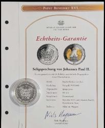Papa Benedict XVI, 2007, II. John Paul'ün Aziz İlan Edilmesi Almanya Orijinal sertifikalı 40mm