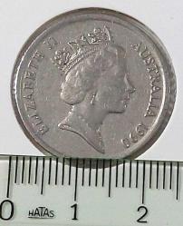 1990 AVUSTRALYA 10 CENT(10 PENCE) ORİJİNAL MADENİ PARASI II.ELİZANETH FİGÜRLÜ ÇİL F2BB3 NADİRDİR