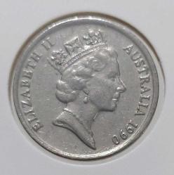 1990 AVUSTRALYA 10 CENT(10 PENCE) ORİJİNAL MADENİ PARASI II.ELİZANETH FİGÜRLÜ ÇİL F2BB3 NADİRDİR