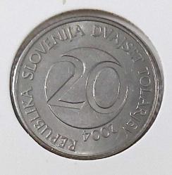 2004 SLOVENYA 20 TOLARYEV ORİJİNAL MADENİ PARASI ÇİL Y2UUU1 NADİRDİR