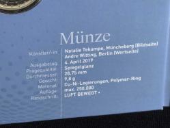 NUMİSFOLDER 2019 Almanya 10 Euro Hatıra Sikkesi & İlk Gün Damgalı Pul