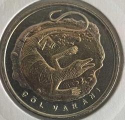 2015.HAYVANLI 1 LİRA.ÇÖL VARANI  PARA ÇİL