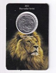 2022 Hayvanlar Serisi - Asya Aslanı 1 Kuruş -ÇİL- Özel Kutusunda