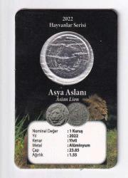 2022 Hayvanlar Serisi - Asya Aslanı 1 Kuruş -ÇİL- Özel Kutusunda