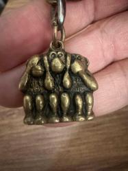 Üç Maymun Temalı Pirinç Anahtarlık 