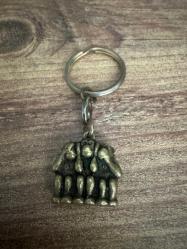 Üç Maymun Temalı Pirinç Anahtarlık 