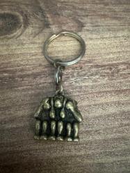 Üç Maymun Temalı Pirinç Anahtarlık 