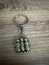 Üç Maymun Temalı Pirinç Anahtarlık 