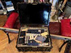 1900 başları Sedef işlemeli ingiliz dikiş kutusu 32 cm 23,5 cm 12 cm ölçülerinde