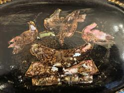 1900 başları Fransız Sedef işlemeli dikiş kutusu 31 cm 26 cm 16 cm ölçülerinde