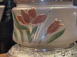 metal ve camdan el boyama fransız kurabiyelik - 14 cm çapında 15 cm boyunda