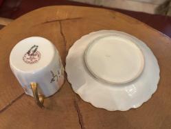 Fransız Limoges el boyama porselen Türk kahvesi boy fincan