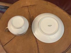 Fransız Limoges el boyama porselen çay kahve fincanı