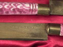 avusturya porselen saplı meyve bıçağı takımı - orijinal kutusunda bıçaklar 15 cm uzunluğunda