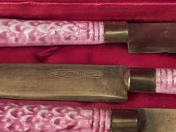 avusturya porselen saplı meyve bıçağı takımı - orijinal kutusunda bıçaklar 15 cm uzunluğunda