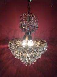 14633-ANTİKA MUHTEŞEM GÜZELLİKDE PİRİNÇ  SWAROVSKİ KRİSTAL TAŞ DÖŞEMELİ SEPET AVİZE