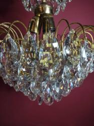 14633-ANTİKA MUHTEŞEM GÜZELLİKDE PİRİNÇ  SWAROVSKİ KRİSTAL TAŞ DÖŞEMELİ SEPET AVİZE