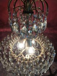 14633-ANTİKA MUHTEŞEM GÜZELLİKDE PİRİNÇ  SWAROVSKİ KRİSTAL TAŞ DÖŞEMELİ SEPET AVİZE