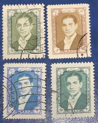 1956/57 ŞAH RIZA PEHLEVİ İRAN. 4  PUL.DAMGALI