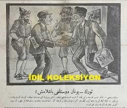 Osmanlıca Karagöz Mizah Dergisi-Gazetesi, Orijinal Dönem Basım, (Ottoman Magazine-Newspaper-Journal Illustré Cara-Gueuz) - 27 Haziran 1925 - Sayı: 1803 - Hicri: 6 Zilhicce 1343 - Rumi: 27 Haziran 1341 - Karikatür: Türk-Yunan Dostluğu Başlamış! 