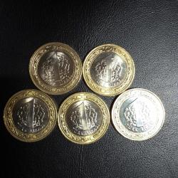 1915 ÇANAKKALE KÖPRÜSÜ 1 TÜRK LİRASI HATIRA PARASI  5 Lİ SET ÇİL TCM 1756