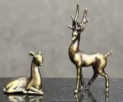 2’li  Pirinç Geyik Biblo – Mini Dekoratif Figür Seti