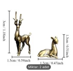 2’li  Pirinç Geyik Biblo – Mini Dekoratif Figür Seti