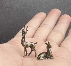 2’li  Pirinç Geyik Biblo – Mini Dekoratif Figür Seti