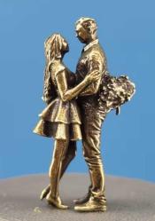 Pirinç Miniyatür Çift Heykeli – Dekoratif Biblo