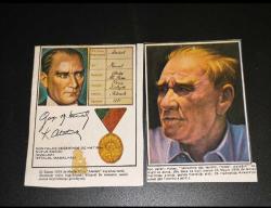 Atatürk Hatay Zaferi Temalı Kart + Nüfus Kağıdı & İstiklal Madalyası Görselli Nostaljik Kart (2 Parça Lot)