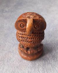 VİNTAGE EL YAPIMI OYMA AHŞAP BAYKUŞ BİBLOSU.  KONDİSYON YÜKSEK KOLEKSİYONLUK NADİR