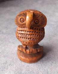 VİNTAGE EL YAPIMI OYMA AHŞAP BAYKUŞ BİBLOSU.  KONDİSYON YÜKSEK KOLEKSİYONLUK NADİR