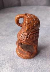 VİNTAGE EL YAPIMI OYMA AHŞAP BAYKUŞ BİBLOSU.  KONDİSYON YÜKSEK KOLEKSİYONLUK NADİR